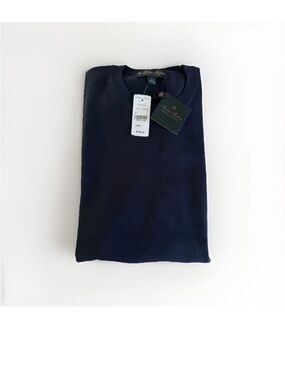 NEW Brooks Brothers Mens Supima Cotton Crewneck Sweater In Navy Blue, Large